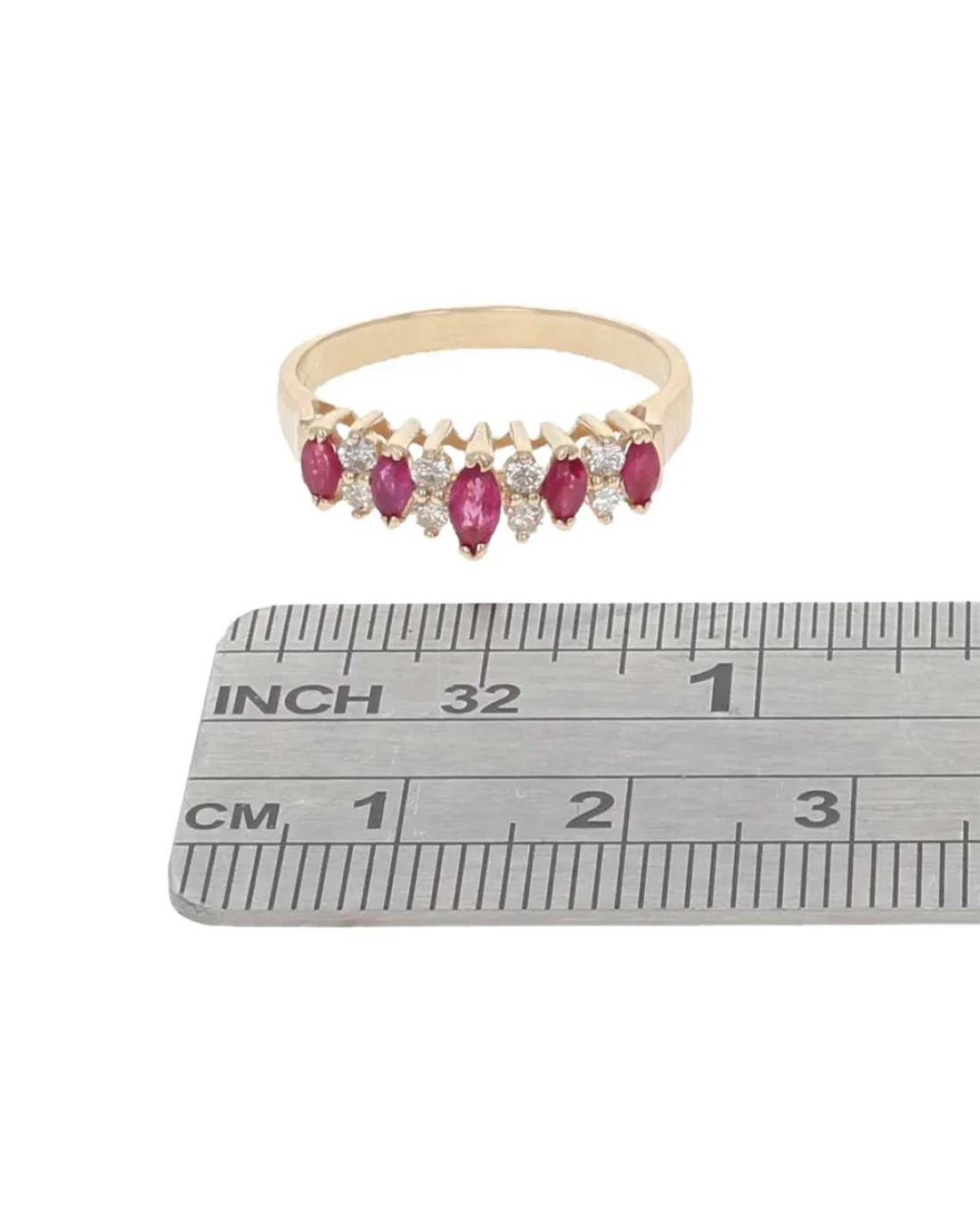 Alternating Ruby and Diamond Ring in Yellow Gold - Image 3