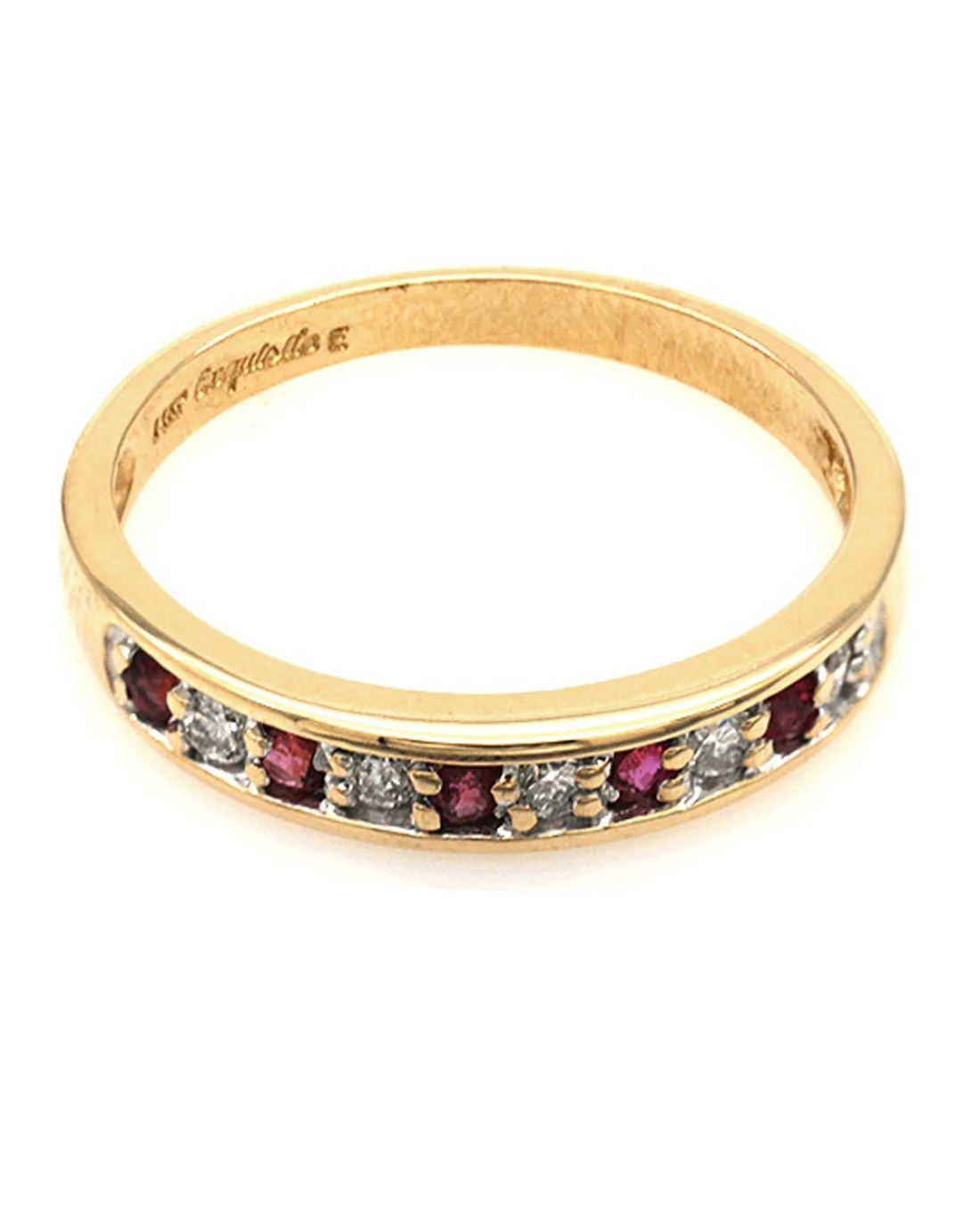 Alternating Ruby and Diamond Tapered Band in Yellow Gold - Image 2
