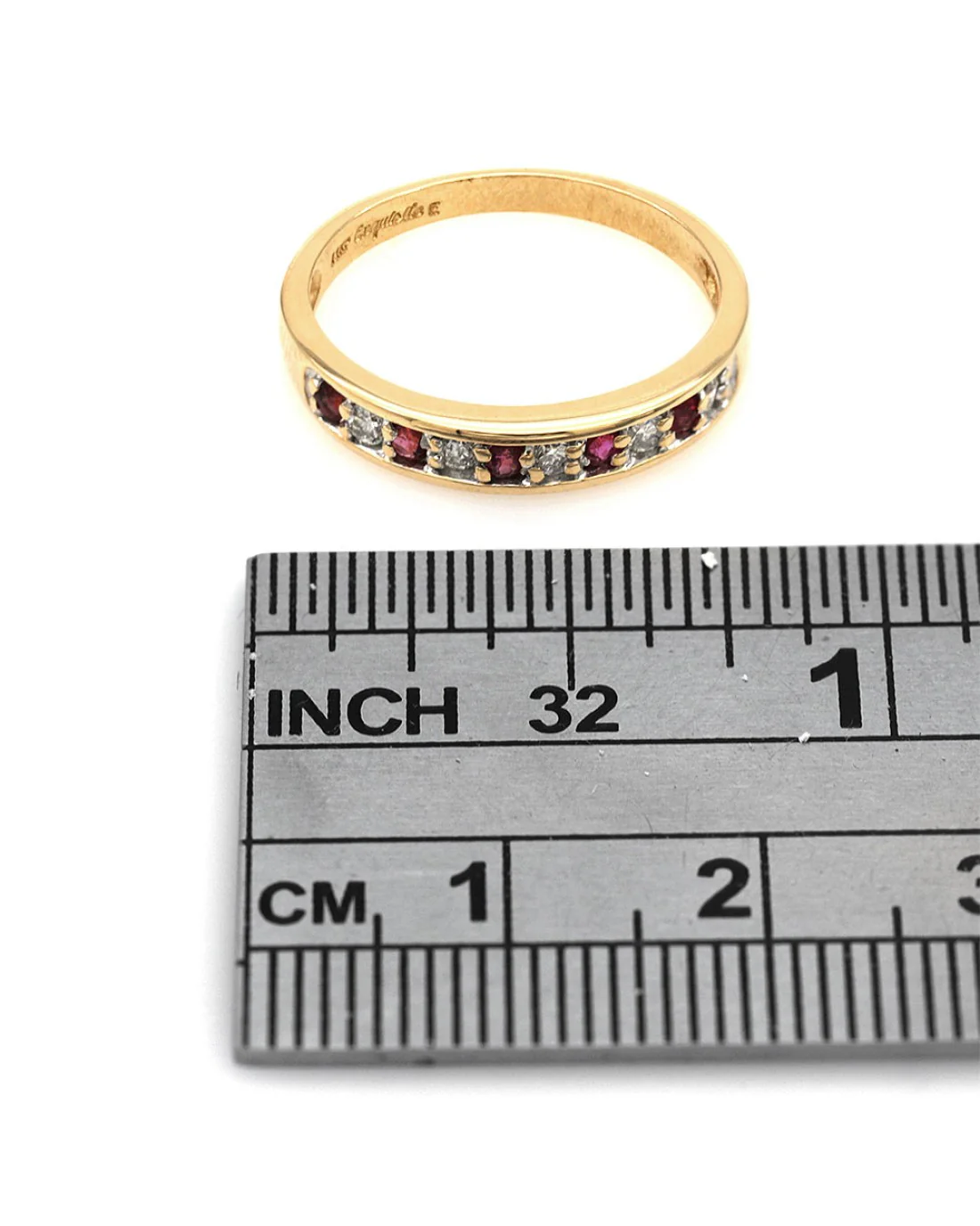 Alternating Ruby and Diamond Tapered Band in Yellow Gold - Image 3