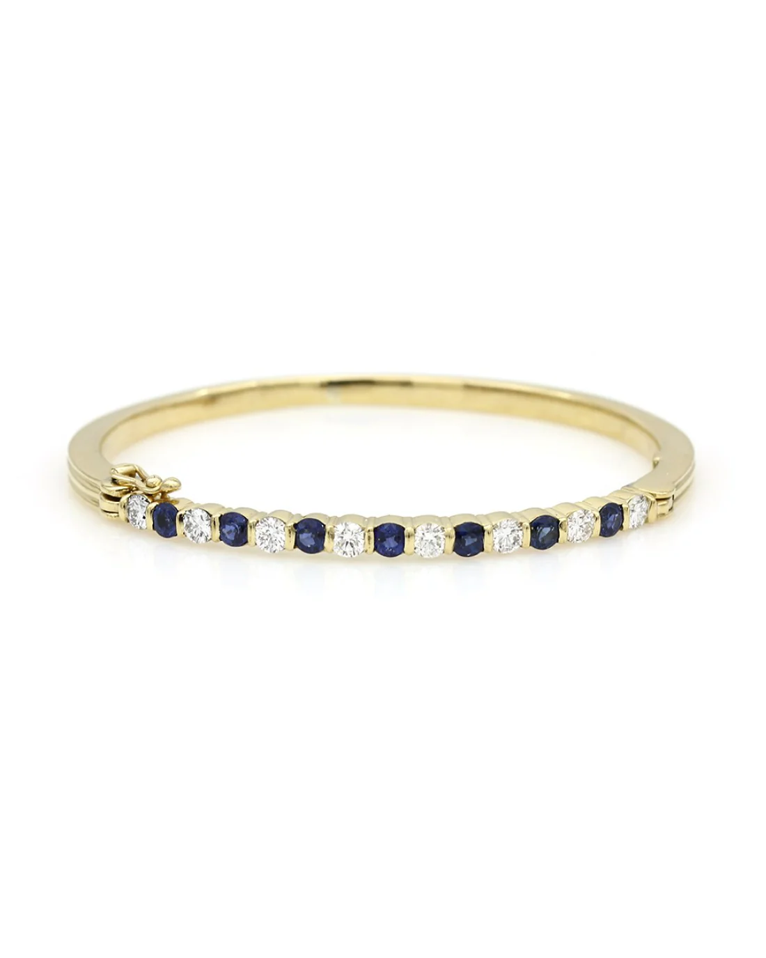 Alternating Sapphire and Diamond Bangle Bracelet - Image 2