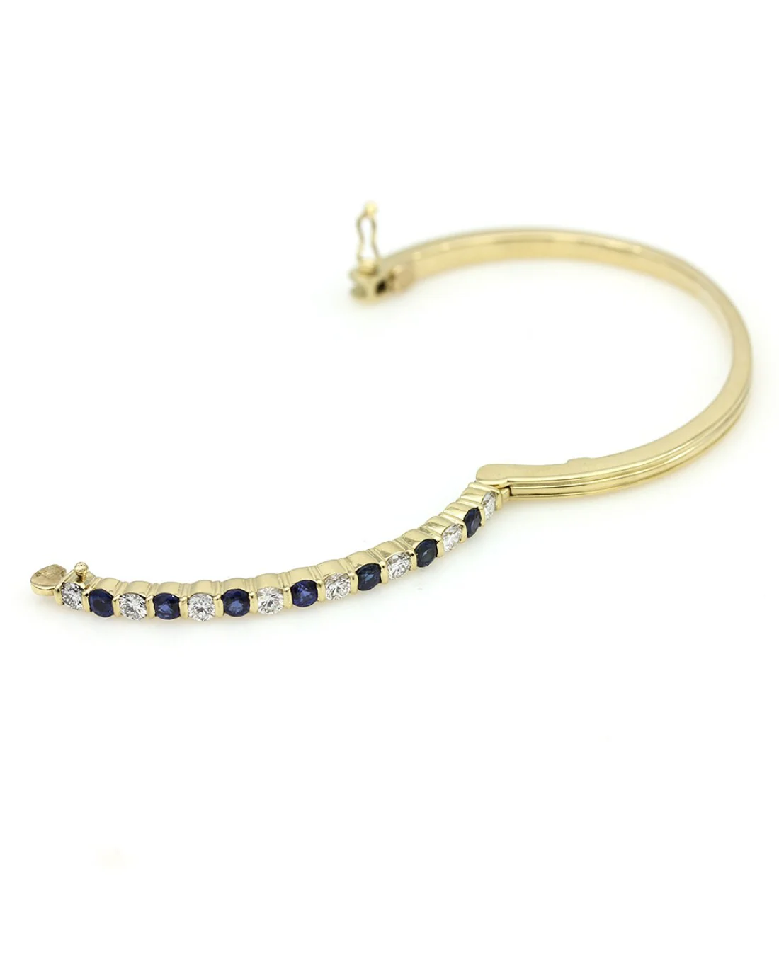 Alternating Sapphire and Diamond Bangle Bracelet - Image 3