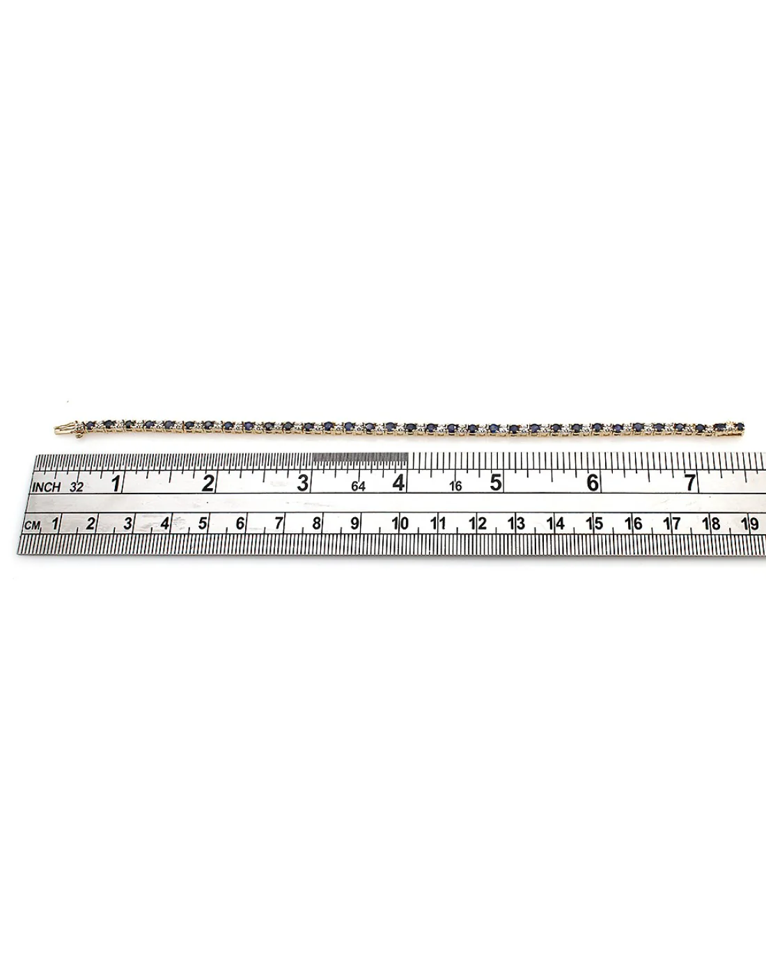 Alternating Sapphire and Diamond Inline Bracelet - Image 3