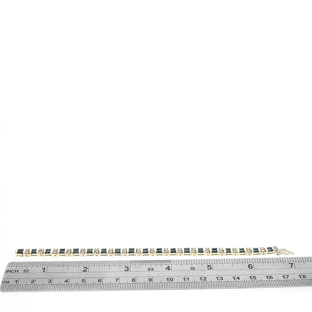 Alternating Sapphire and Diamond Inline Bracelet - Image 3