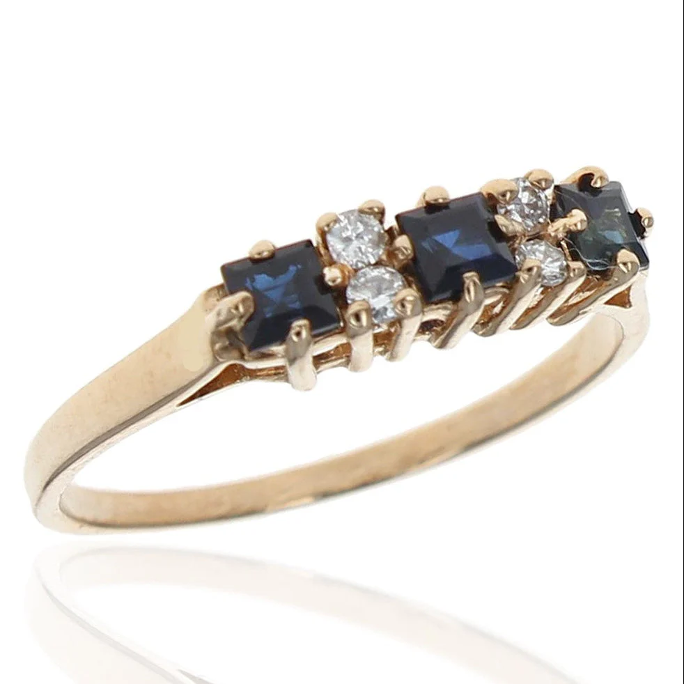 Alternating Sapphire and Diamond Ring