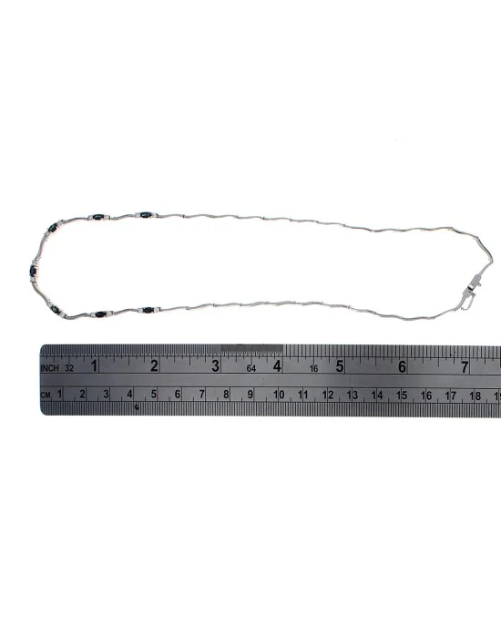 Alternating Sapphire and Diamond Wave Necklace - Image 3