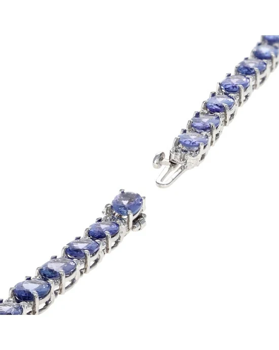 Alternating Tanzanite and Diamond Inline Bracelet - Image 2