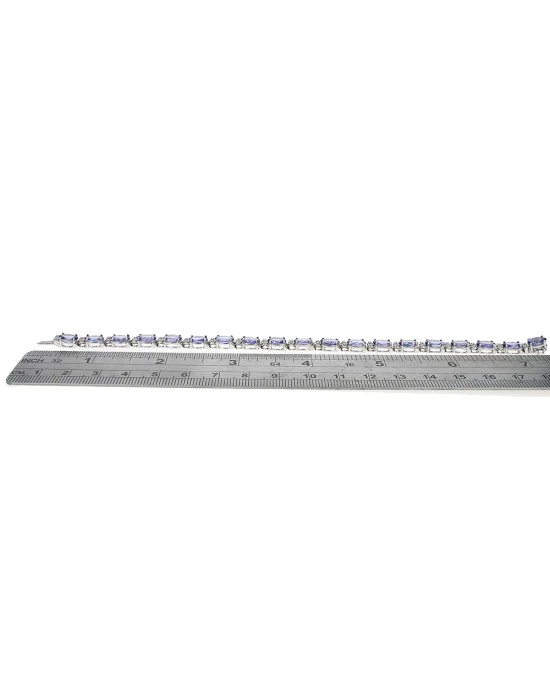 Alternating Tanzanite and Diamond Inline Bracelet - Image 3