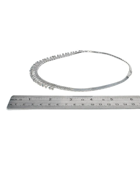 Alternating White and Irradiated Blue Diamond Collar Necklace - Image 3