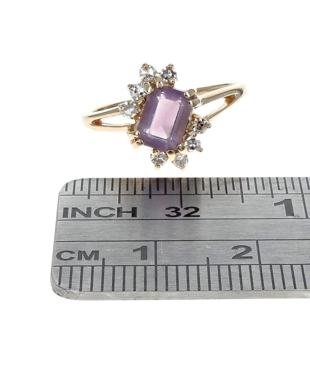 Amethyst and Diamond Bypass Ring in Yellow Gold - Image 3