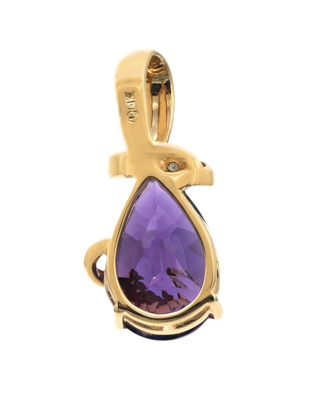Amethyst and Diamond Fashion Pendant in Yellow Gold - Image 2
