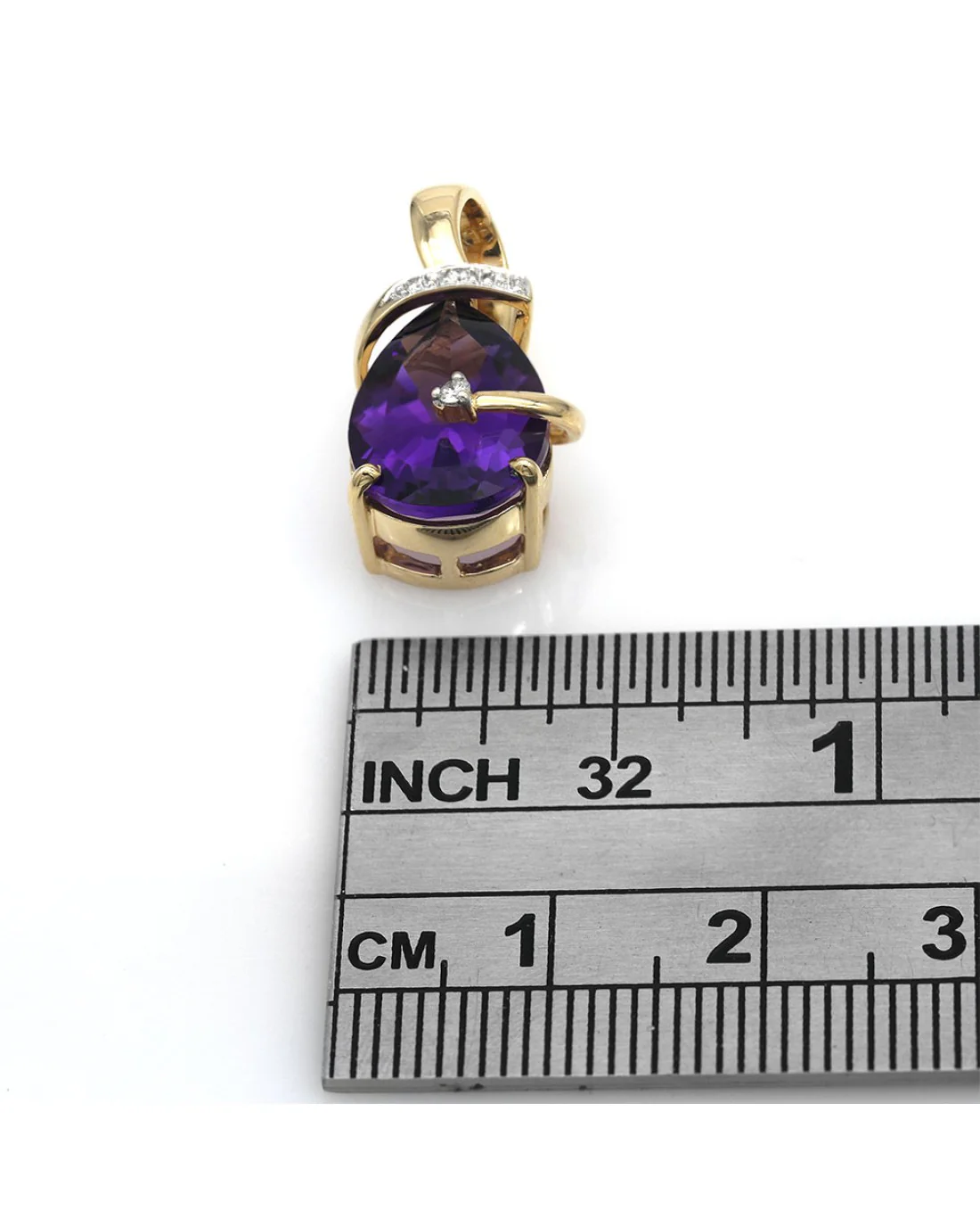 Amethyst and Diamond Fashion Pendant in Yellow Gold - Image 3