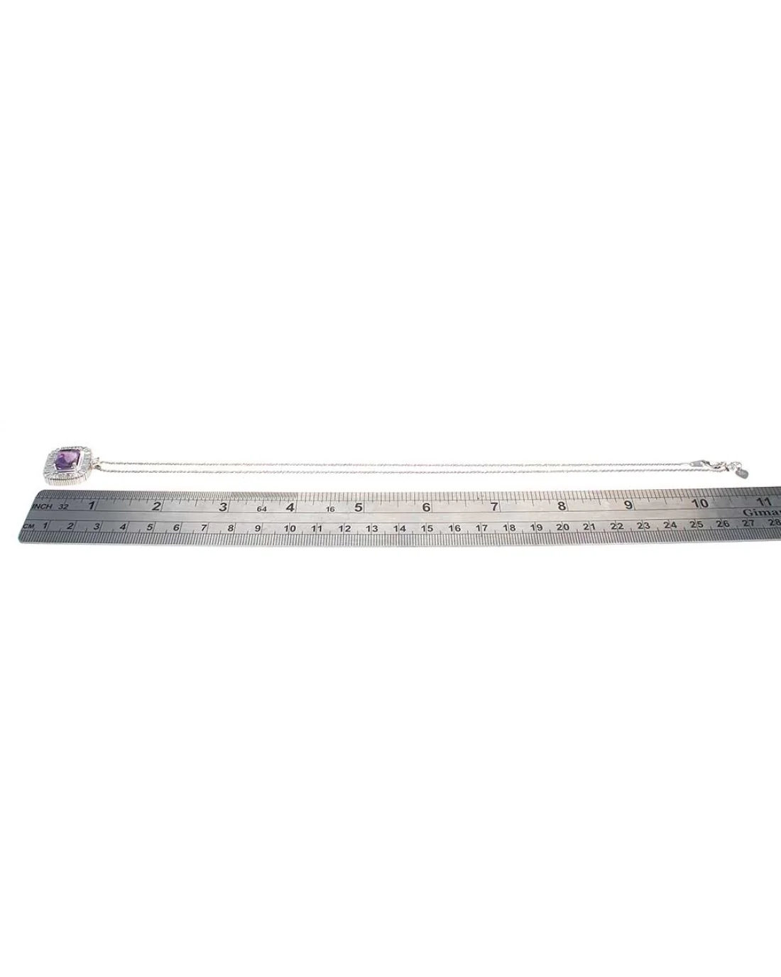 Amethyst and Diamond Halo Drop on Mirror Chain - Image 3