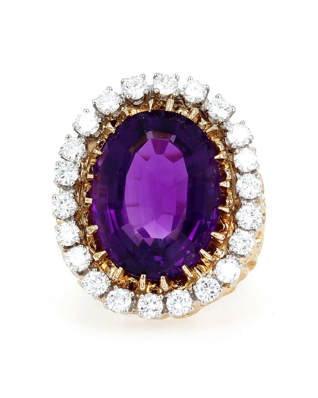 Amethyst and Diamond Halo Statement Ring - Image 2