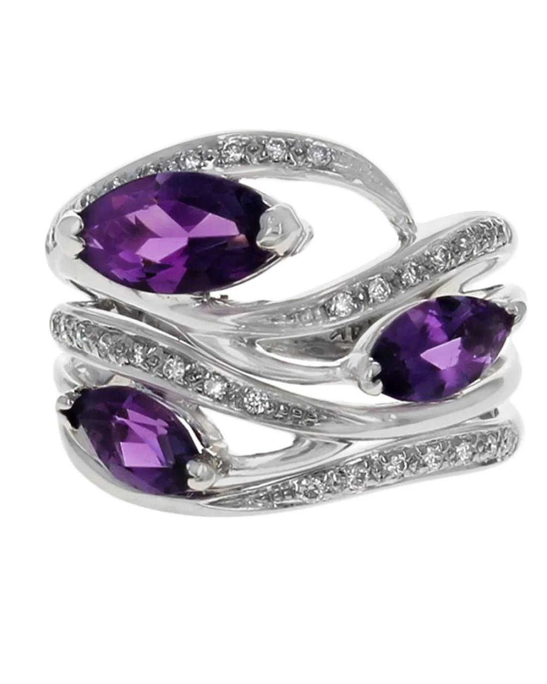 Amethyst and Diamond Open Fashion Ring - Image 2