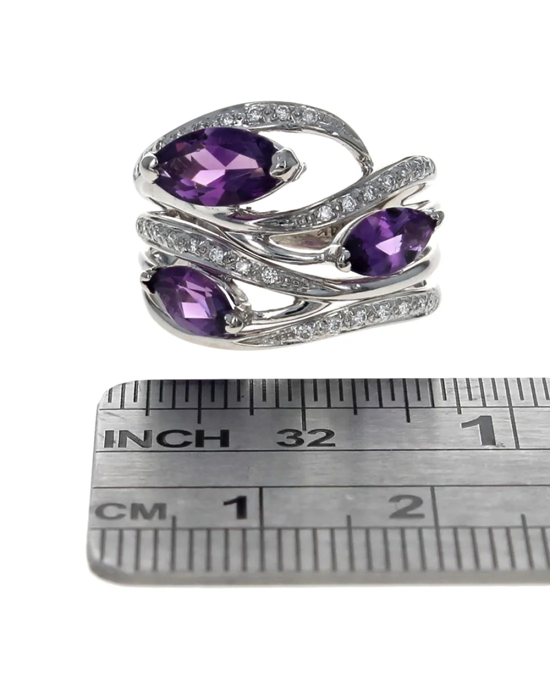 Amethyst and Diamond Open Fashion Ring - Image 3