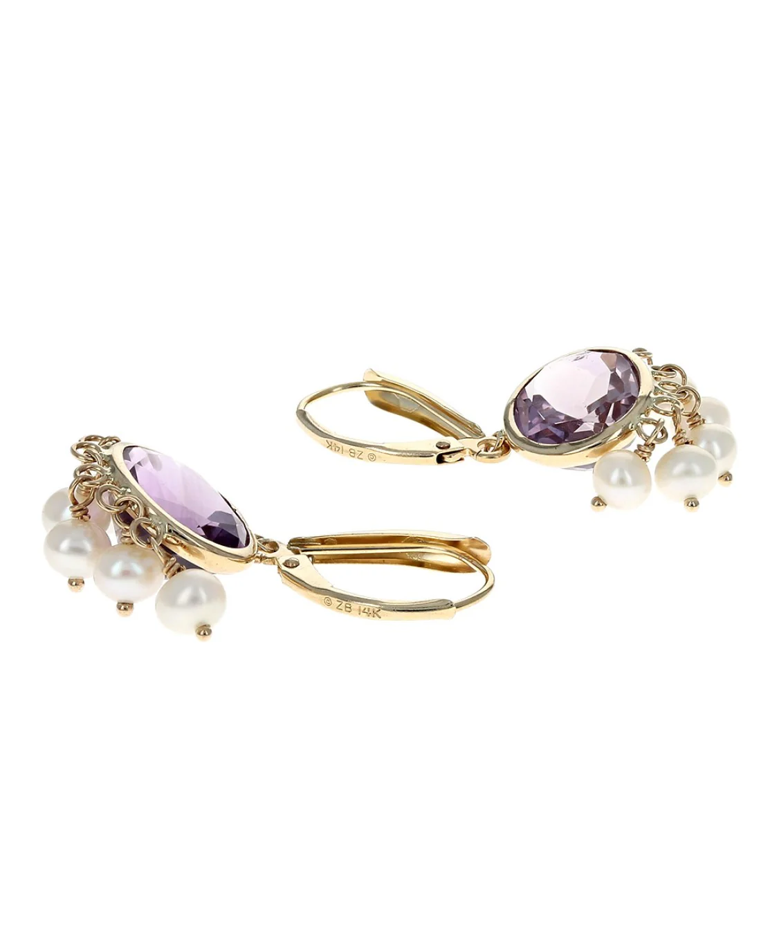 Amethyst and Pearl Dangle Earrings - Image 2