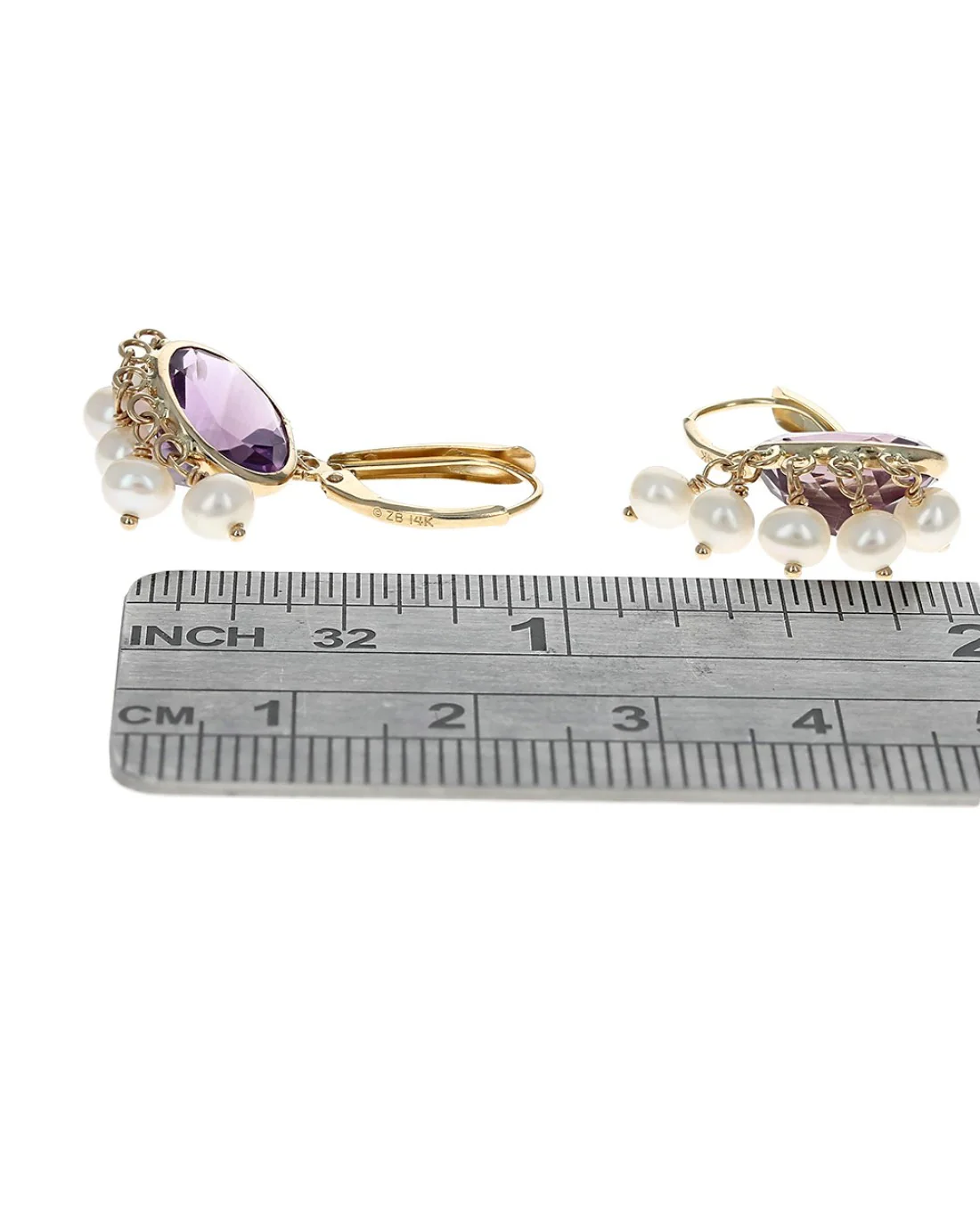 Amethyst and Pearl Dangle Earrings - Image 3