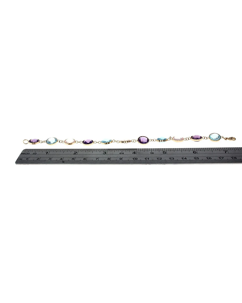 Amethyst, Riose Quartz and Blue Topaz Bracelet - Image 3