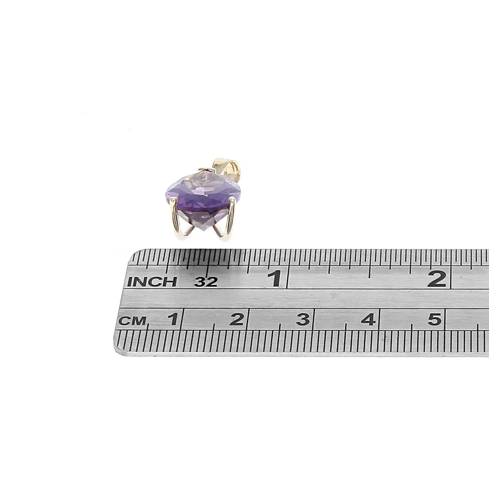 Amethyst Solitaire Drop Pendant in Yellow Gold - Image 3