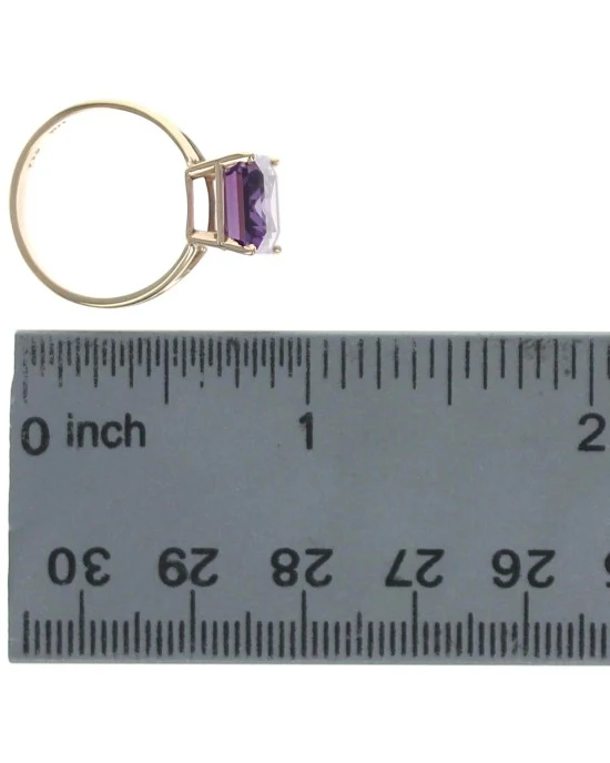 Amethyst Solitaire Ring in Gold - Image 3