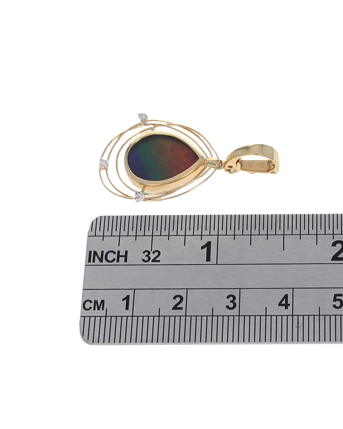 Ammolite and Diamond Enhancer Pendant in Yellow Gold - Image 3