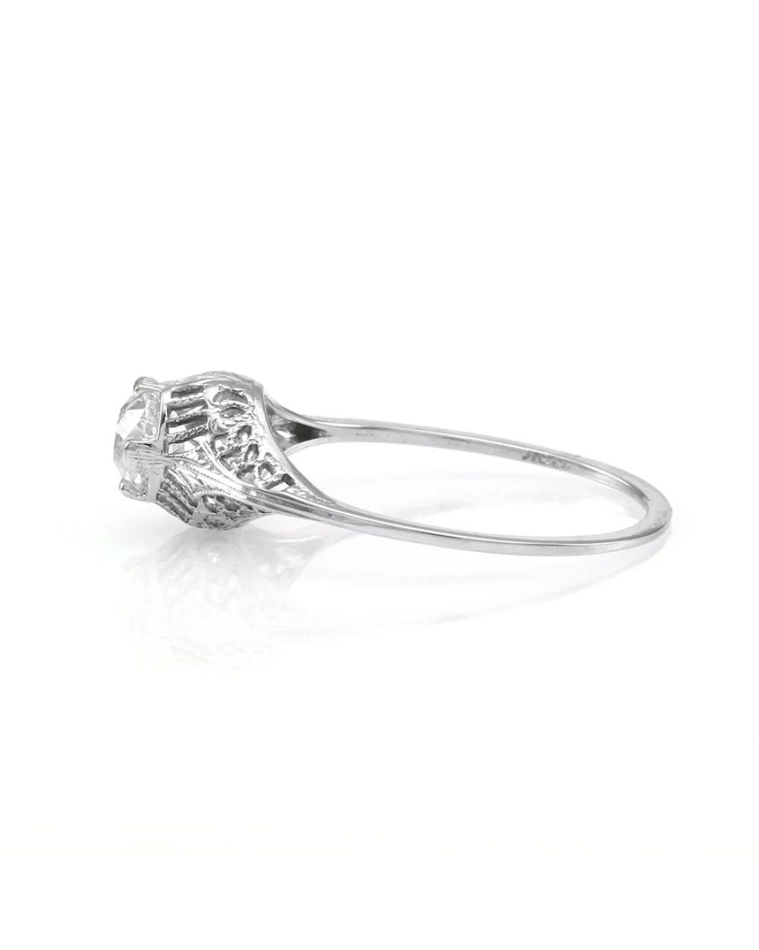 Antique Diamond Solitaire Filigree Ring - Image 2
