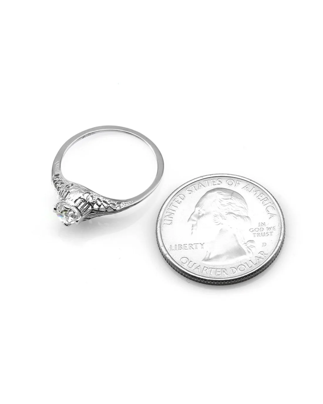 Antique Diamond Solitaire Filigree Ring - Image 3