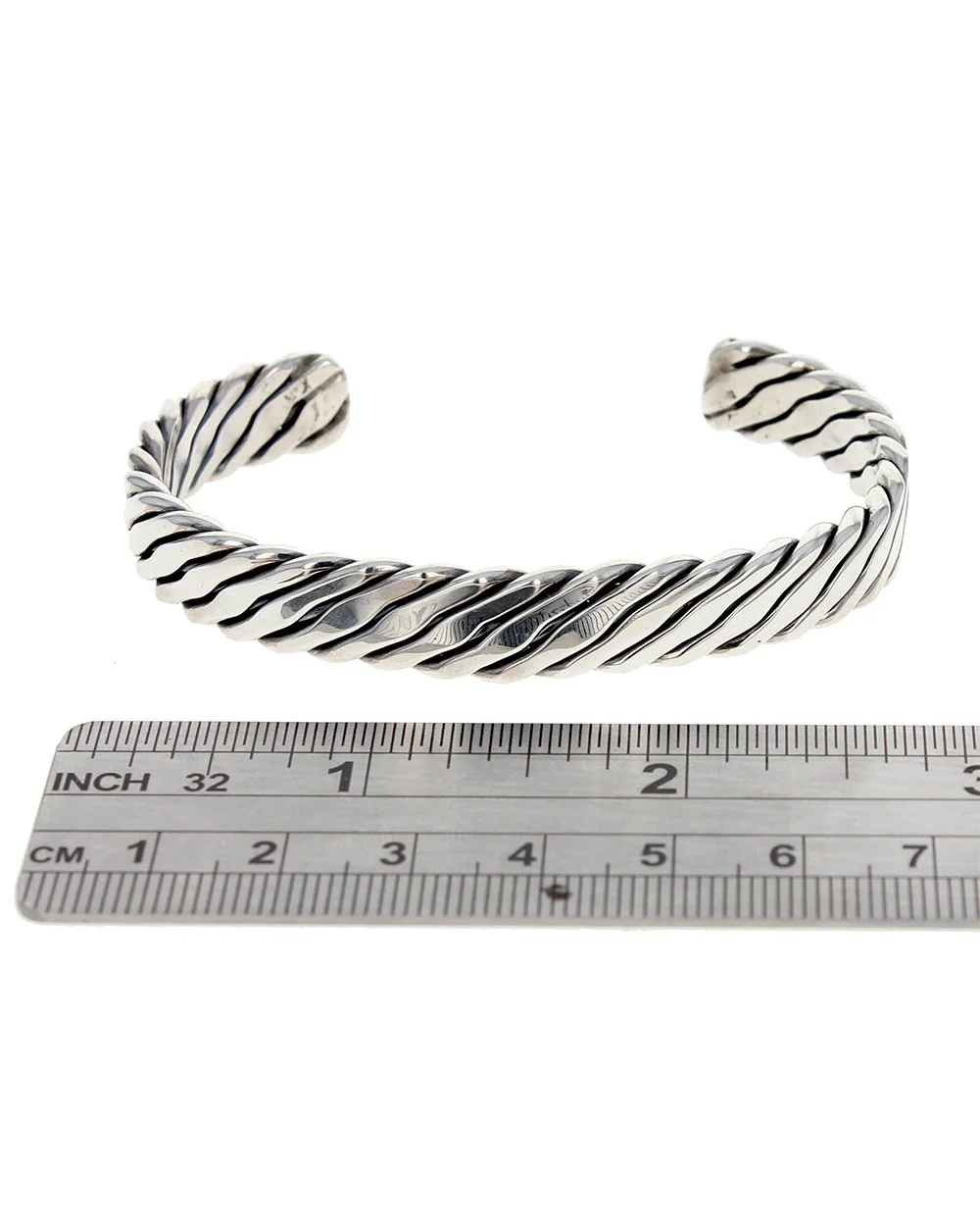 Antiqued Diagonal Grooved Cuff - Image 3