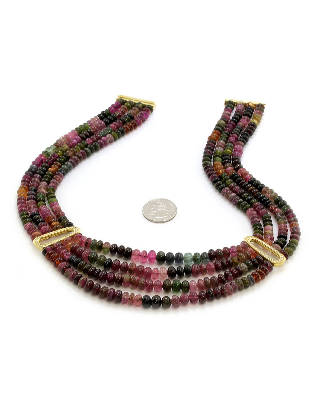 Antonini Gioielli Tourmaline Bead Necklace with Diamonds and Gold - Image 3