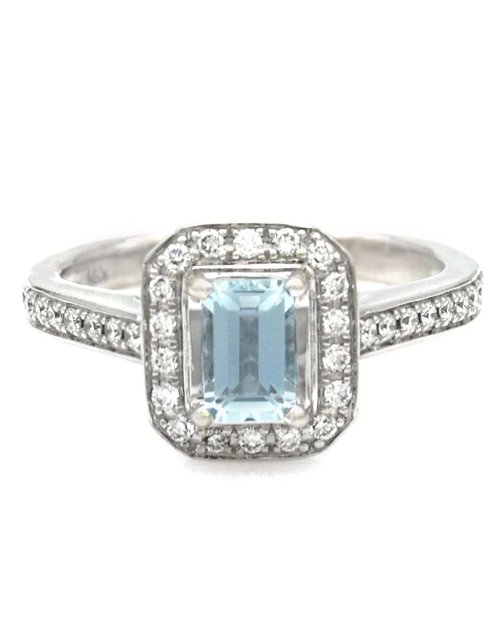 Aquamarine and Diamond Octagon Halo Ring - Image 2