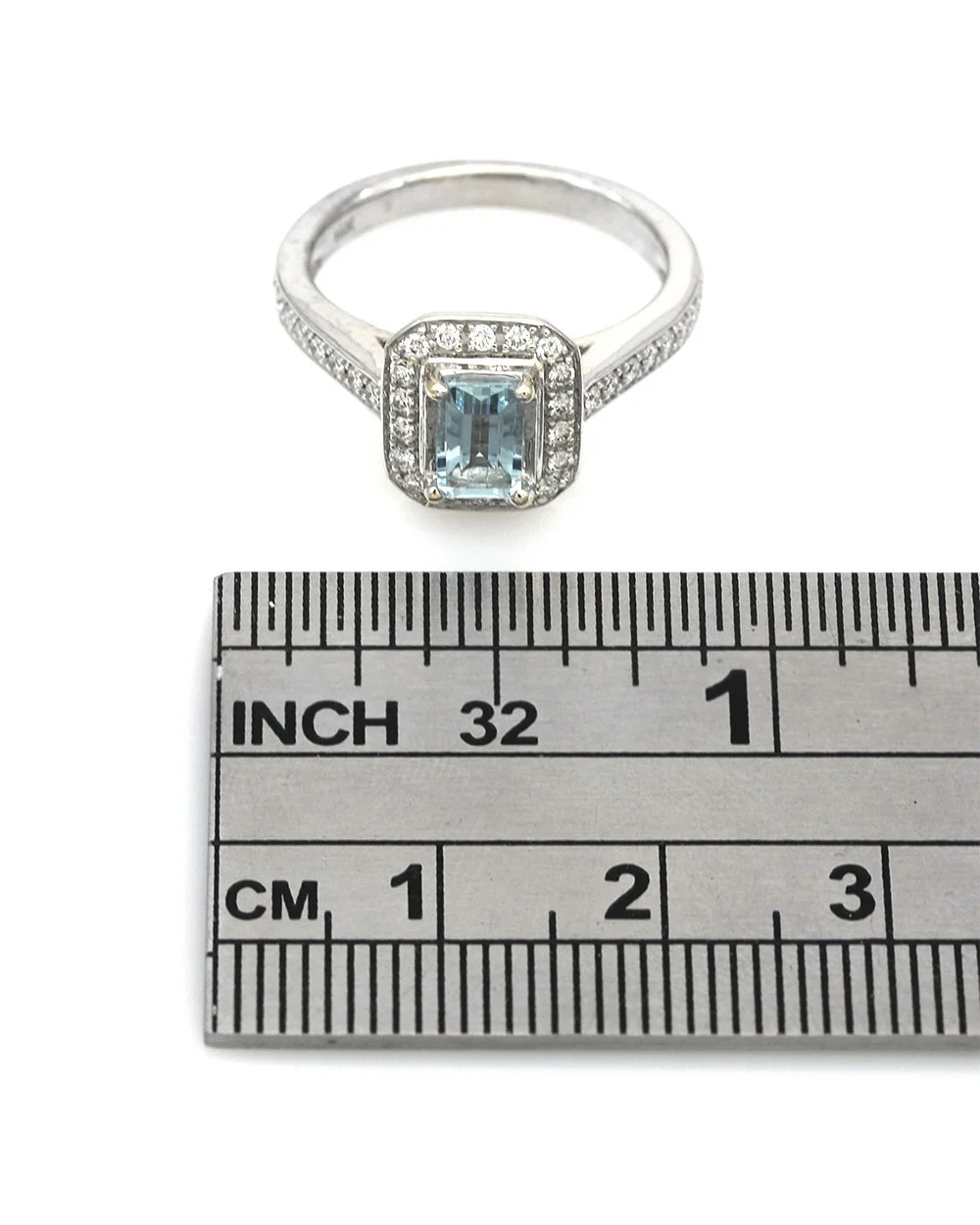 Aquamarine and Diamond Octagon Halo Ring - Image 3