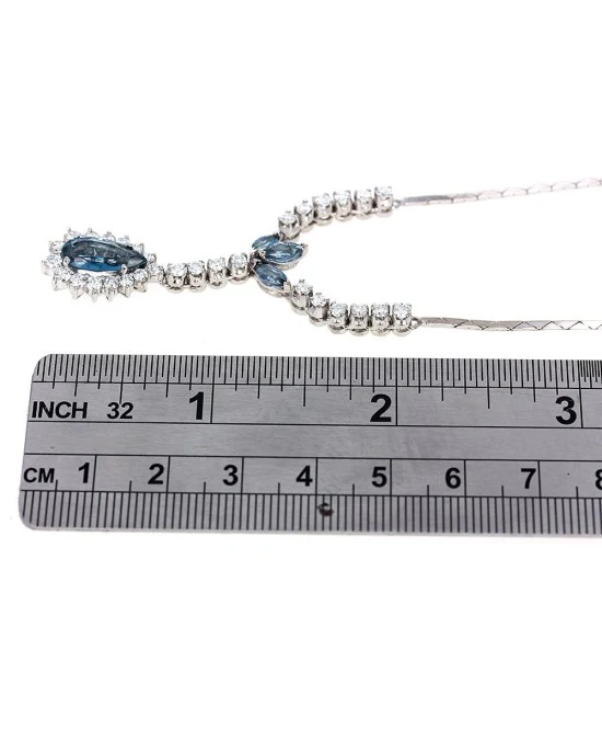 Aquamarine and Diamond Station Necklace - Image 3