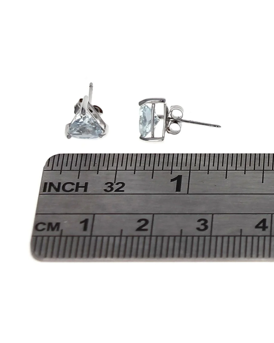 Aquamarine Stud Earrings in White Gold - Image 3