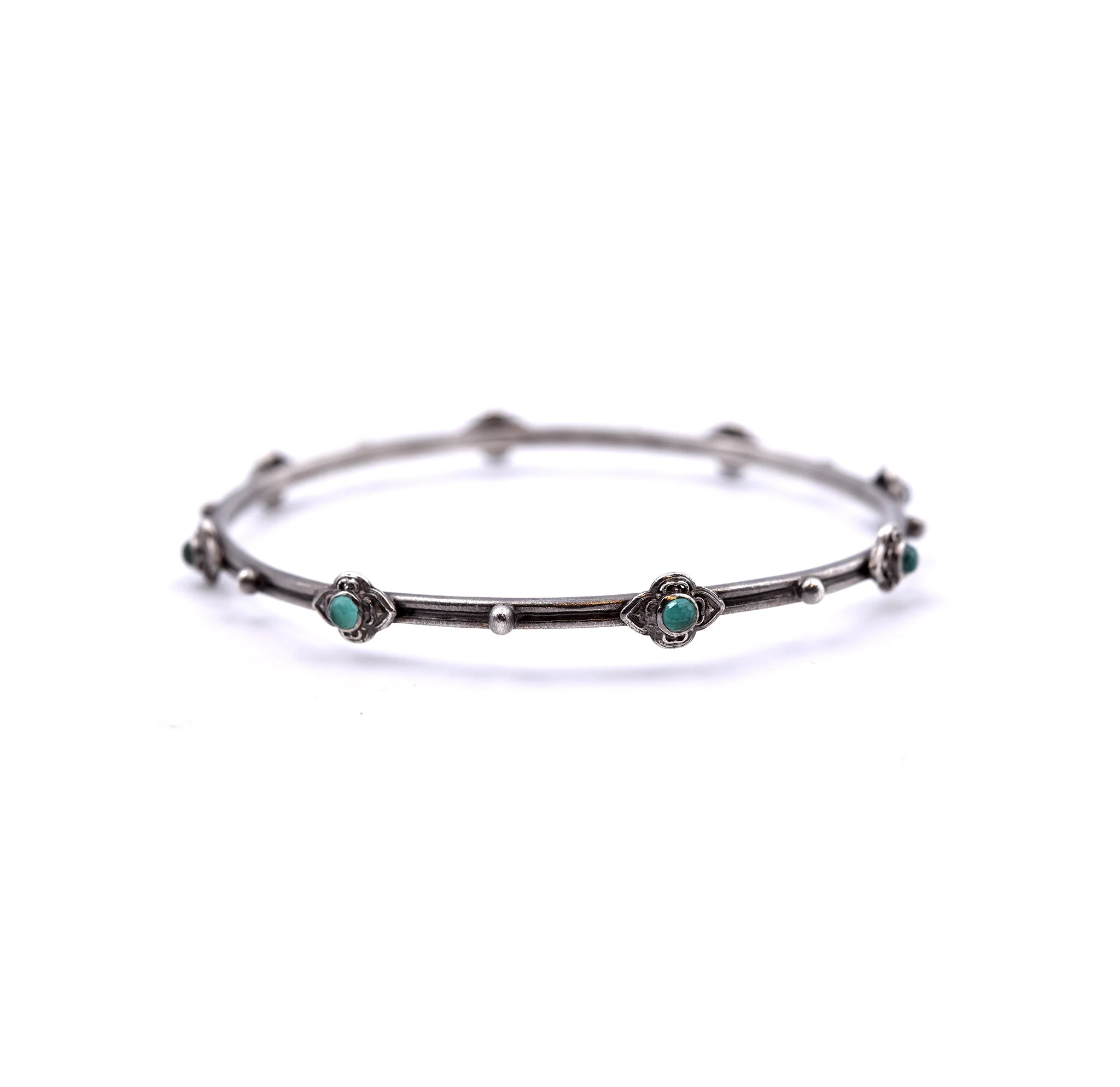 Armenta New World Sterling Silver and Malachite Bangle - Image 2