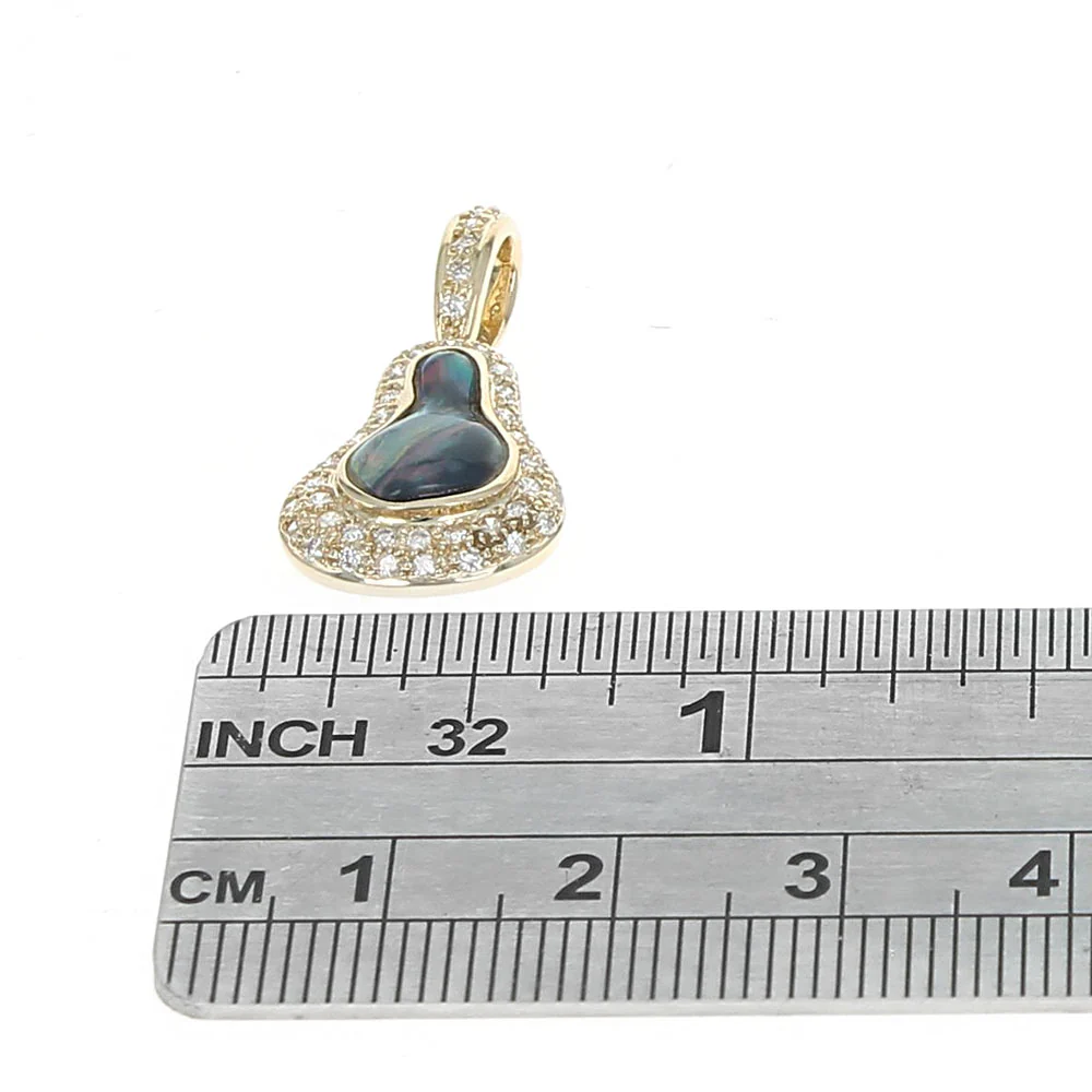 Australian Black Opal and Diamond Halo Pendant in Yellow Gold - Image 3