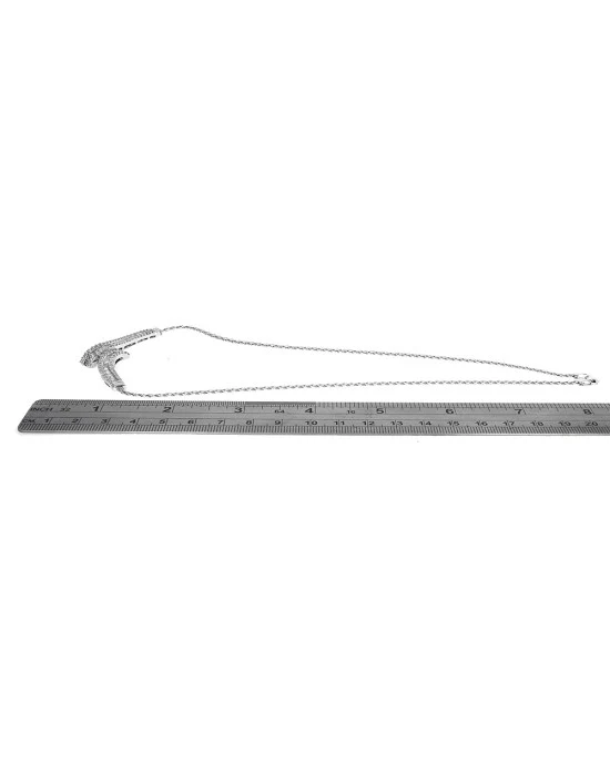 Baguette and Round Diamond Bypass Station Necklace - Image 3