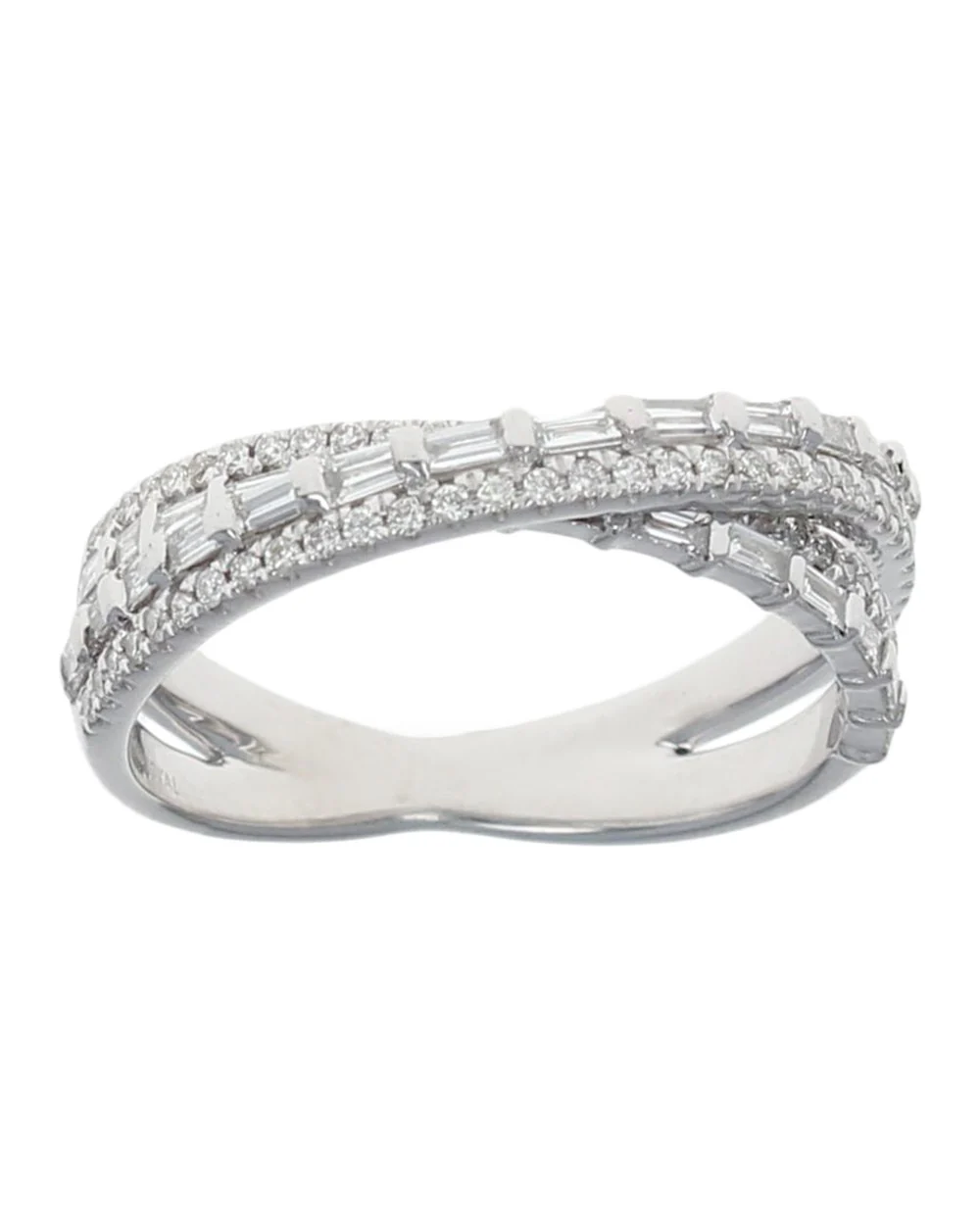 Baguette and Round Diamond Crossover Ring - Image 2