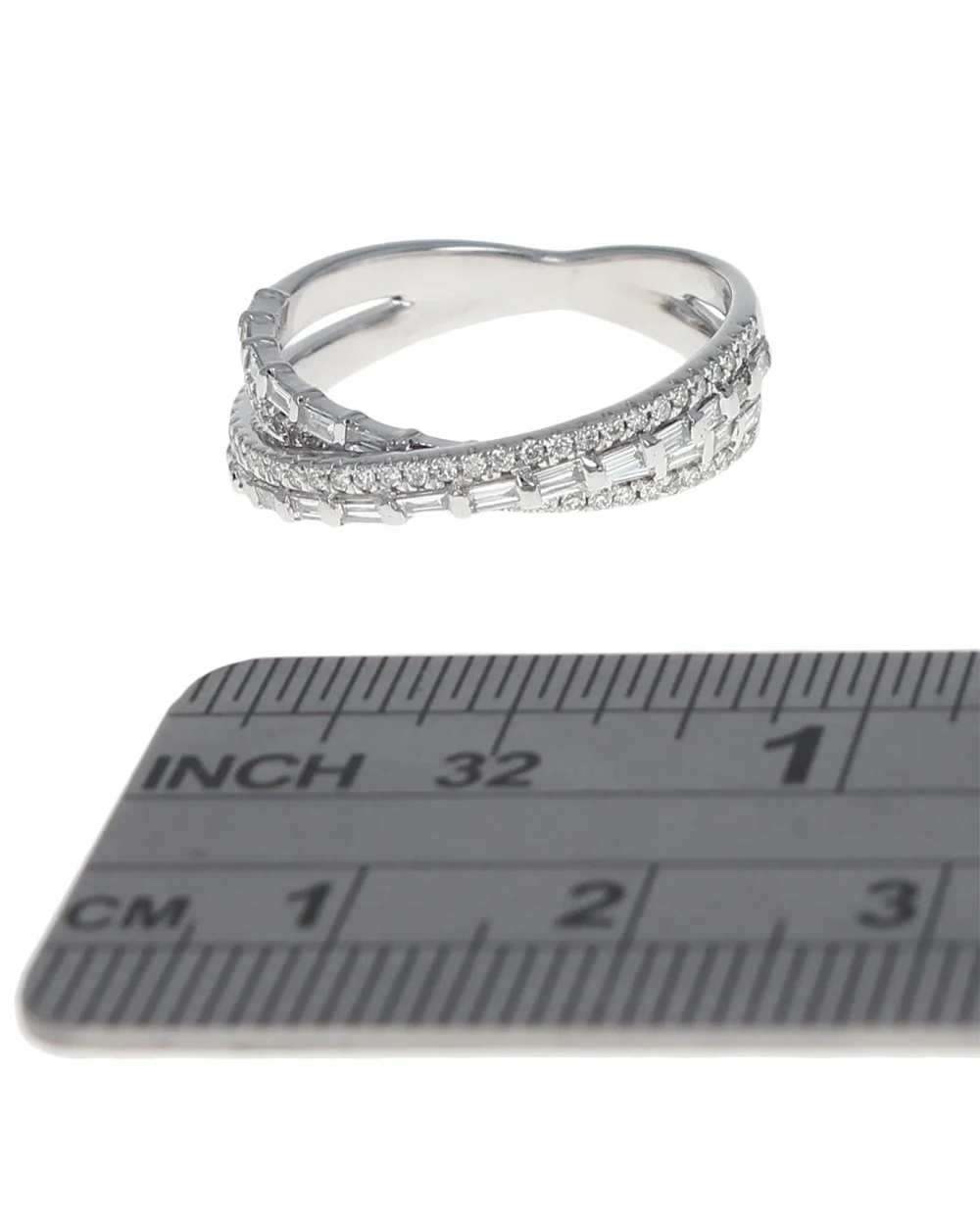 Baguette and Round Diamond Crossover Ring - Image 3
