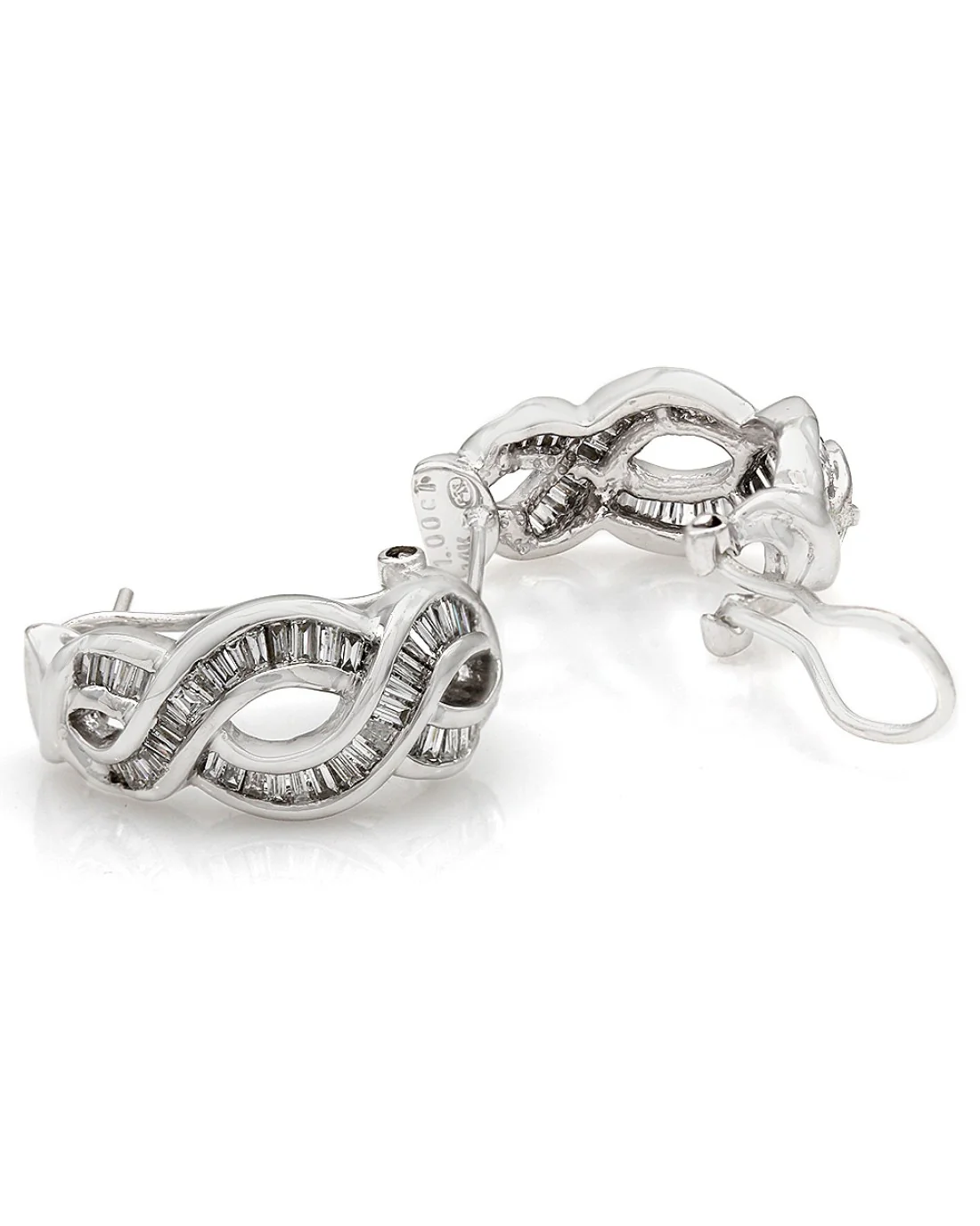 Baguette Diamond Criss Cross Earrings in Gold - Image 2
