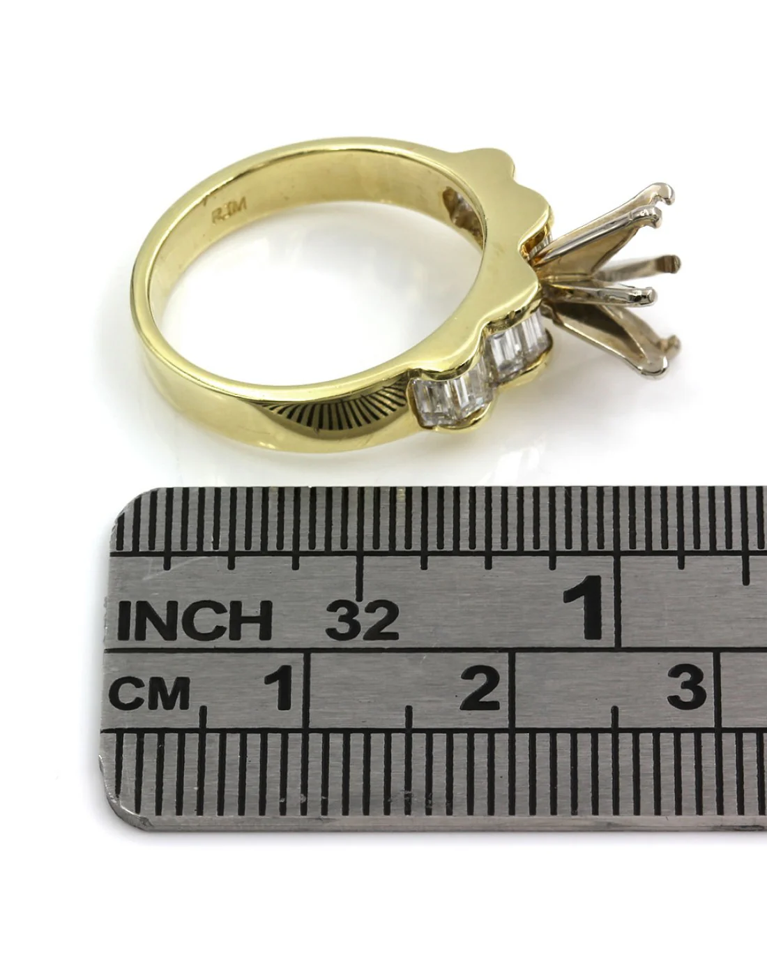 Baguette Diamond Engagement Ring Mounting in Gold - Image 4