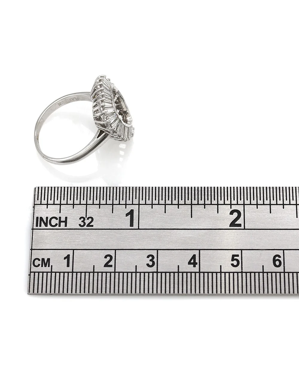Baguette Diamond Heart Platinum Ring - Image 3