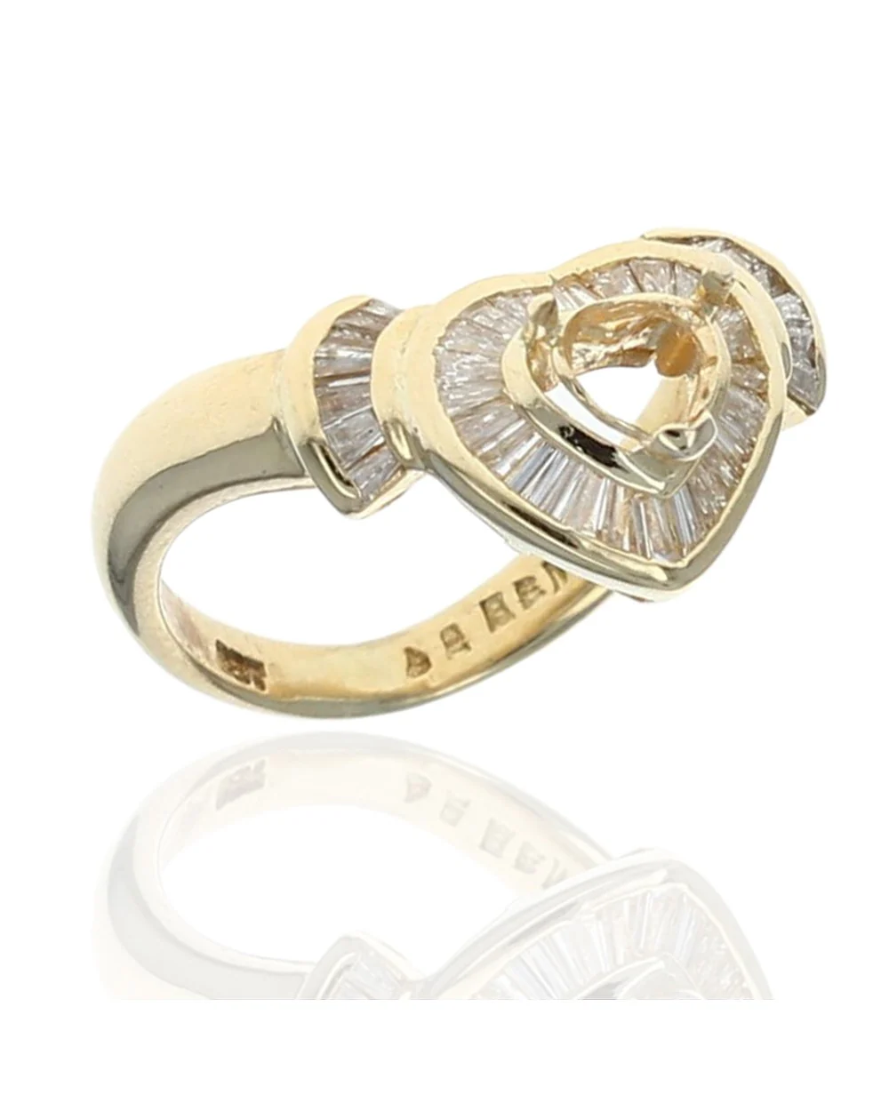 Baguette Diamond Heart Shape Semi Mounting - Image 3