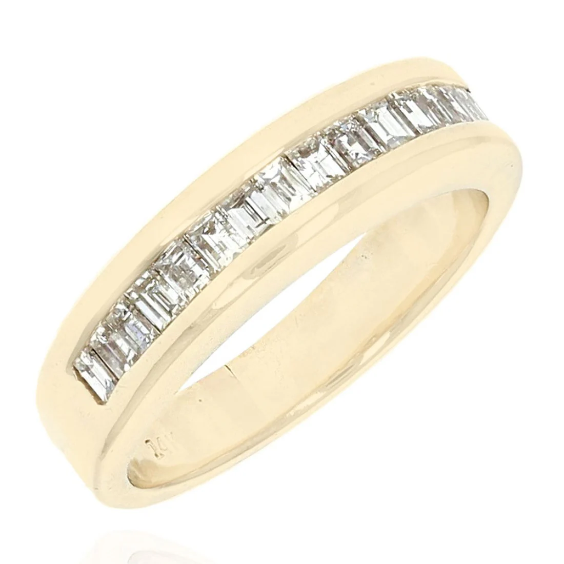 14K Yellow Gold Baguette Diamond Tapered Band