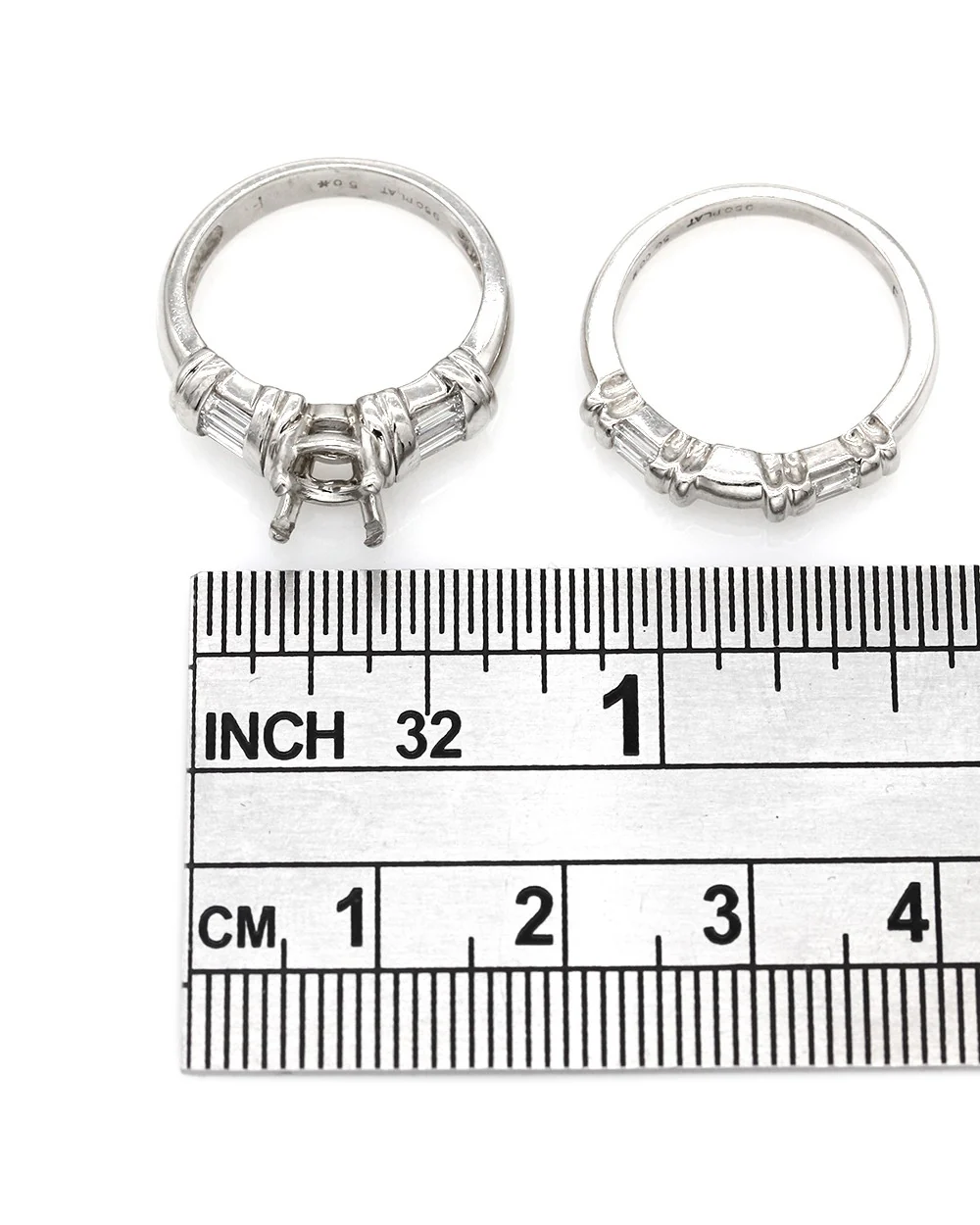 Baguette Diamond Ring Mounting in Platinum with Band - Image 2