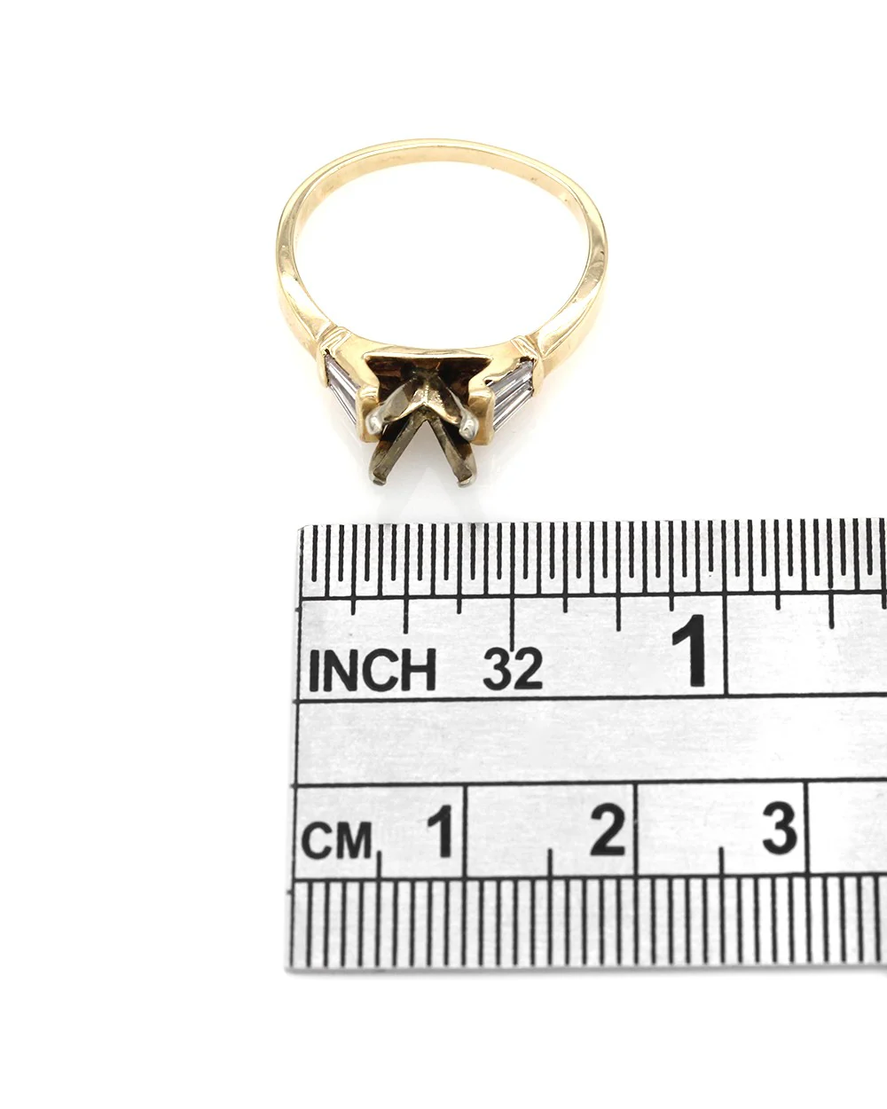 Baguette Diamond Semi Mount Ring in Gold - Image 2