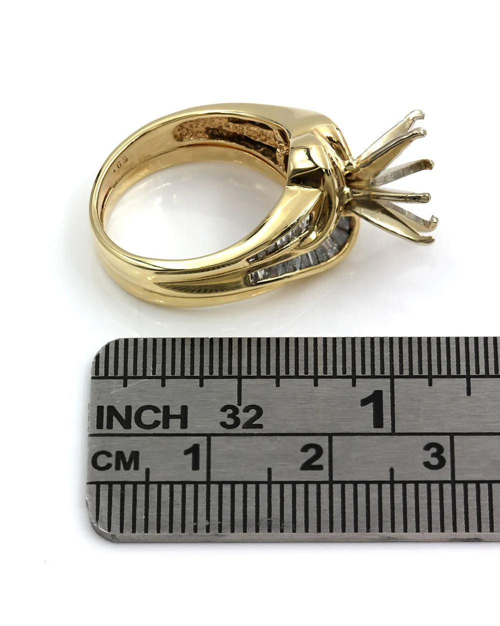 Baguette Diamond Swirl Ring Mounting in Gold - Image 2