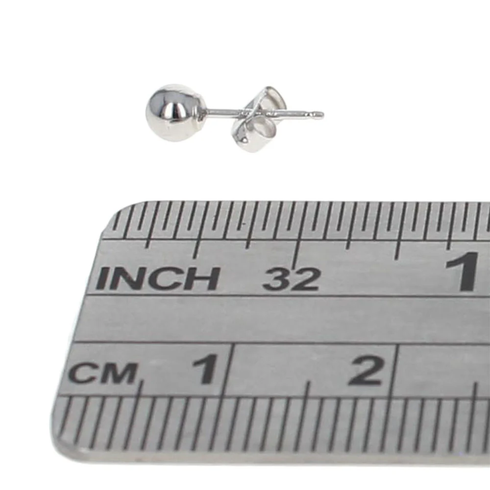 Ball Stud Earrings in White Gold - Image 3