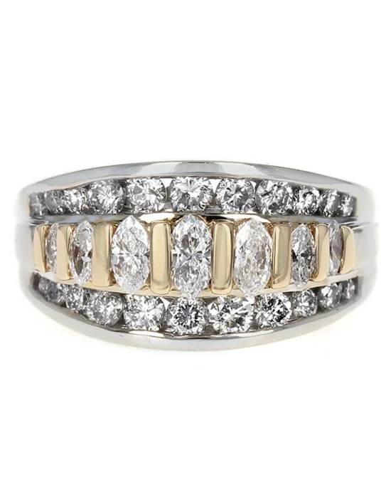 Bar Set Marquise and Round Diamond Ring - Image 2
