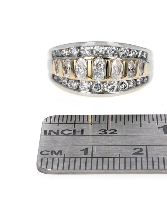Bar Set Marquise and Round Diamond Ring - Image 3
