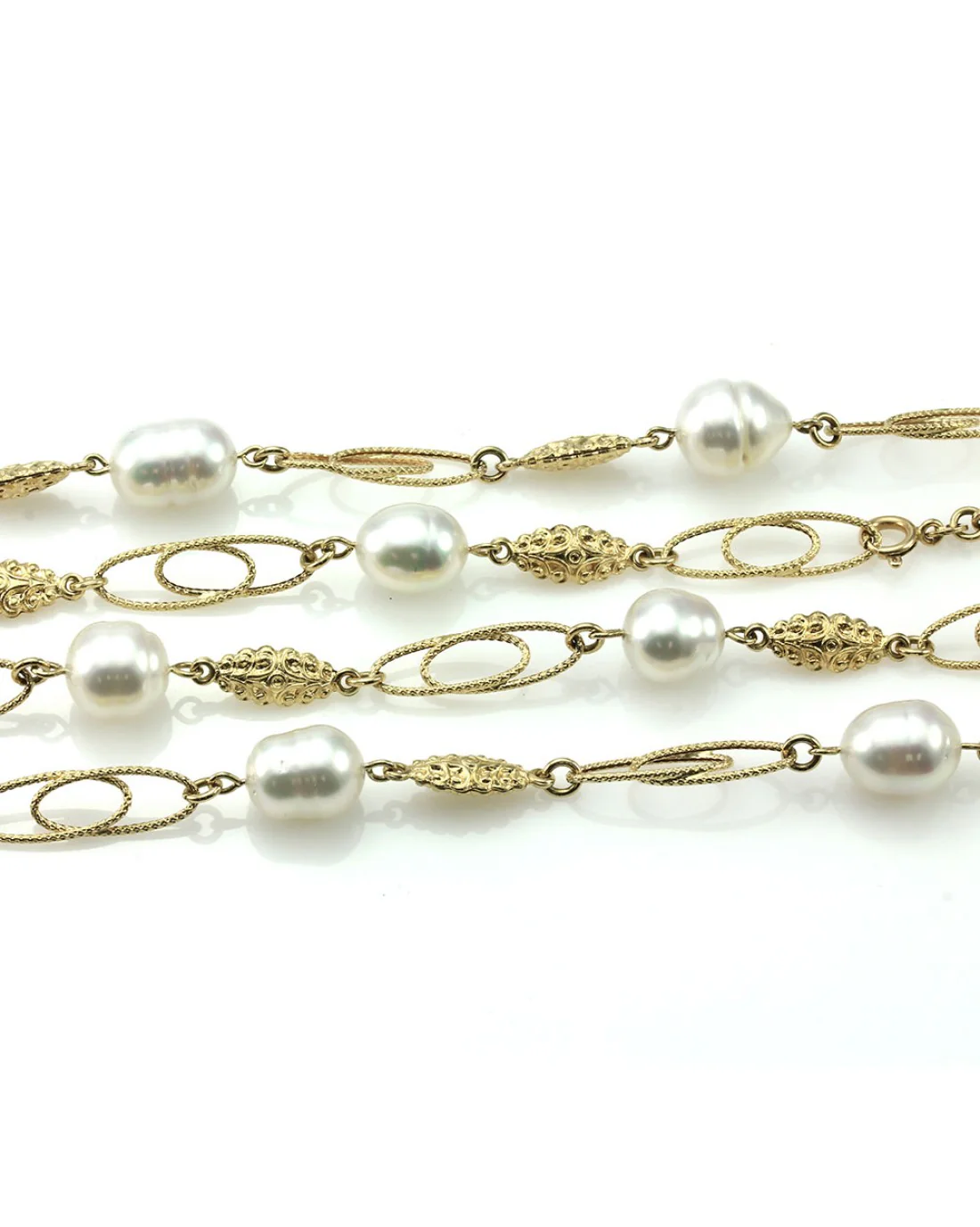 Baroque Pearl Station Necklace in Gold - Image 2